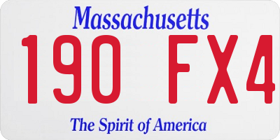 MA license plate 190FX4