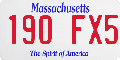 MA license plate 190FX5