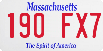MA license plate 190FX7