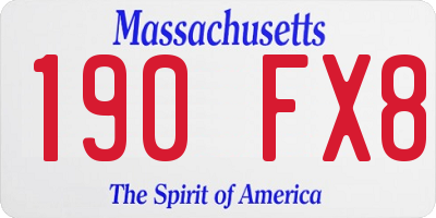 MA license plate 190FX8