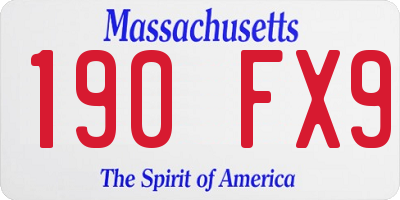 MA license plate 190FX9