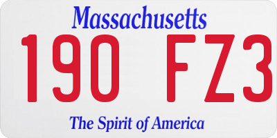 MA license plate 190FZ3