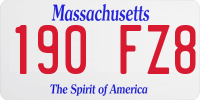 MA license plate 190FZ8