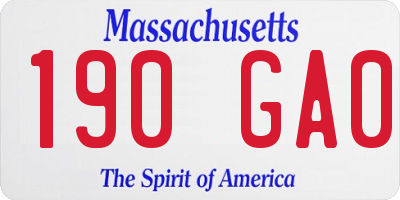 MA license plate 190GA0