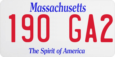 MA license plate 190GA2