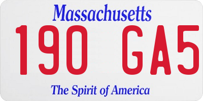 MA license plate 190GA5