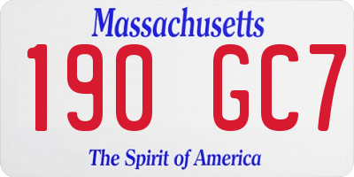 MA license plate 190GC7