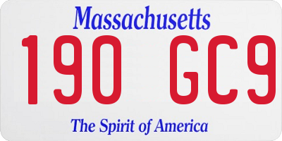 MA license plate 190GC9