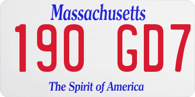 MA license plate 190GD7