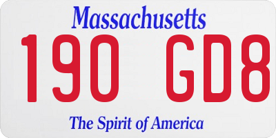 MA license plate 190GD8
