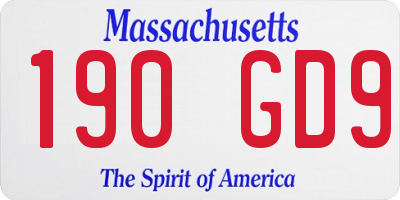 MA license plate 190GD9