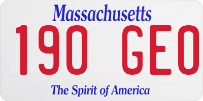 MA license plate 190GE0