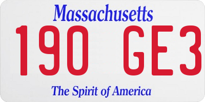 MA license plate 190GE3