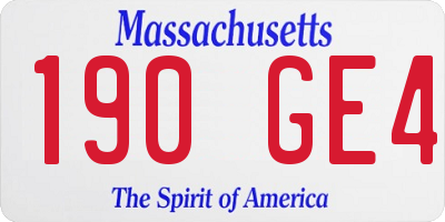 MA license plate 190GE4