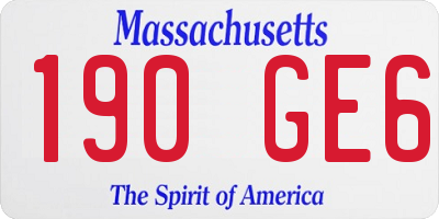 MA license plate 190GE6