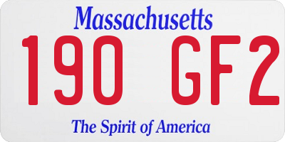 MA license plate 190GF2