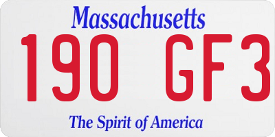MA license plate 190GF3