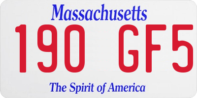 MA license plate 190GF5