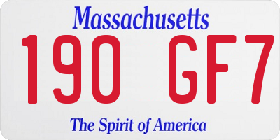MA license plate 190GF7