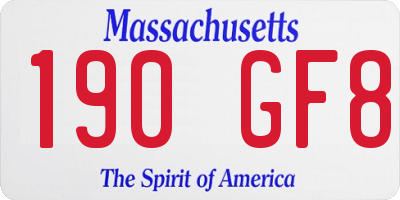 MA license plate 190GF8