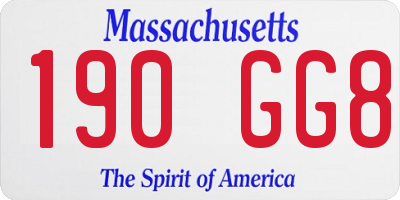 MA license plate 190GG8