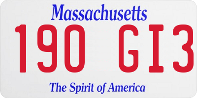 MA license plate 190GI3