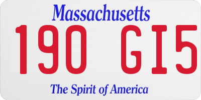 MA license plate 190GI5