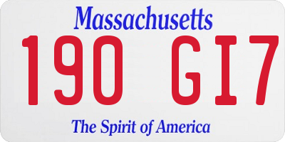 MA license plate 190GI7