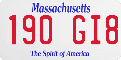 MA license plate 190GI8