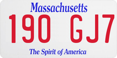 MA license plate 190GJ7