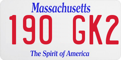 MA license plate 190GK2