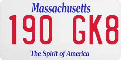 MA license plate 190GK8