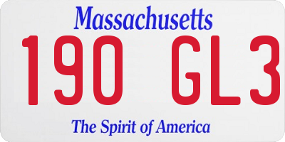 MA license plate 190GL3