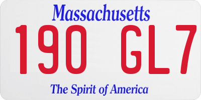 MA license plate 190GL7