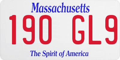 MA license plate 190GL9