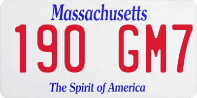MA license plate 190GM7