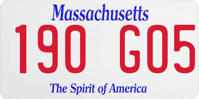 MA license plate 190GO5
