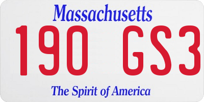 MA license plate 190GS3