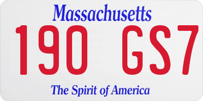 MA license plate 190GS7
