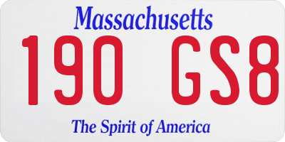 MA license plate 190GS8