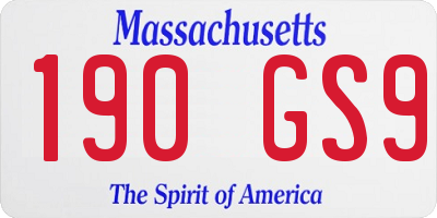 MA license plate 190GS9