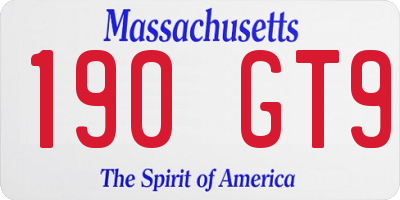 MA license plate 190GT9