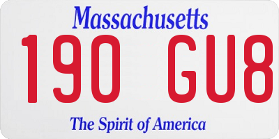 MA license plate 190GU8