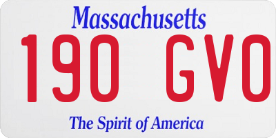 MA license plate 190GV0