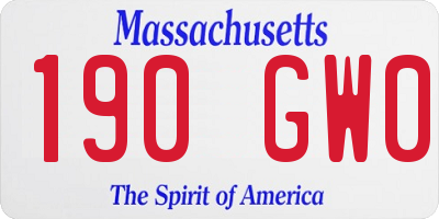 MA license plate 190GW0