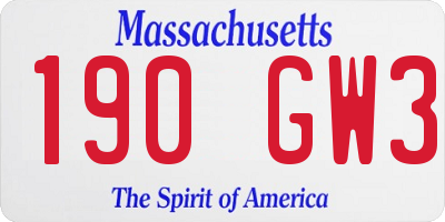 MA license plate 190GW3