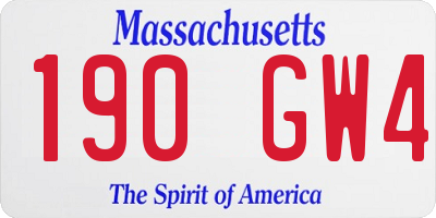 MA license plate 190GW4
