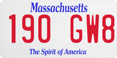MA license plate 190GW8