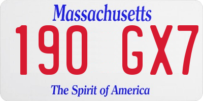 MA license plate 190GX7