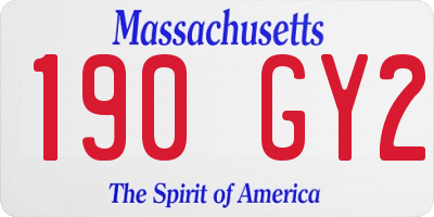 MA license plate 190GY2